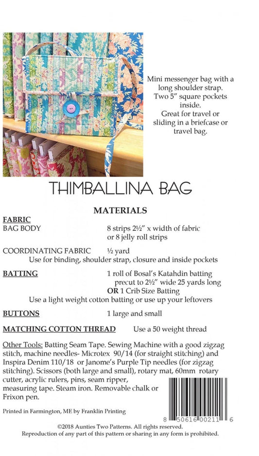 Aunties Two Thimballina Bag Updated Pattern