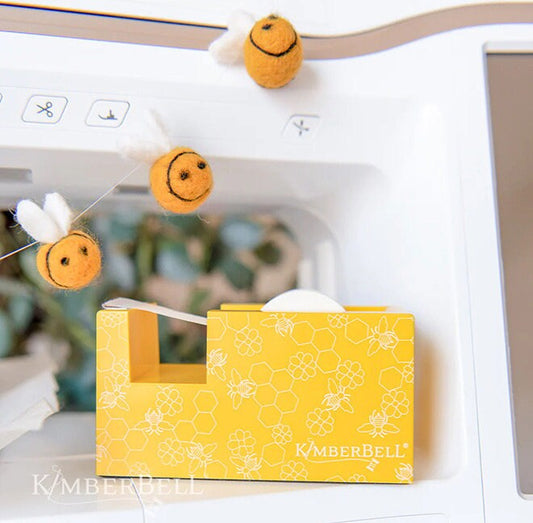 RETIRED!! Kimberbell Yellow Honeycomb Paper Tape Dispenser Size: 2" x 2.75" x 5.25"