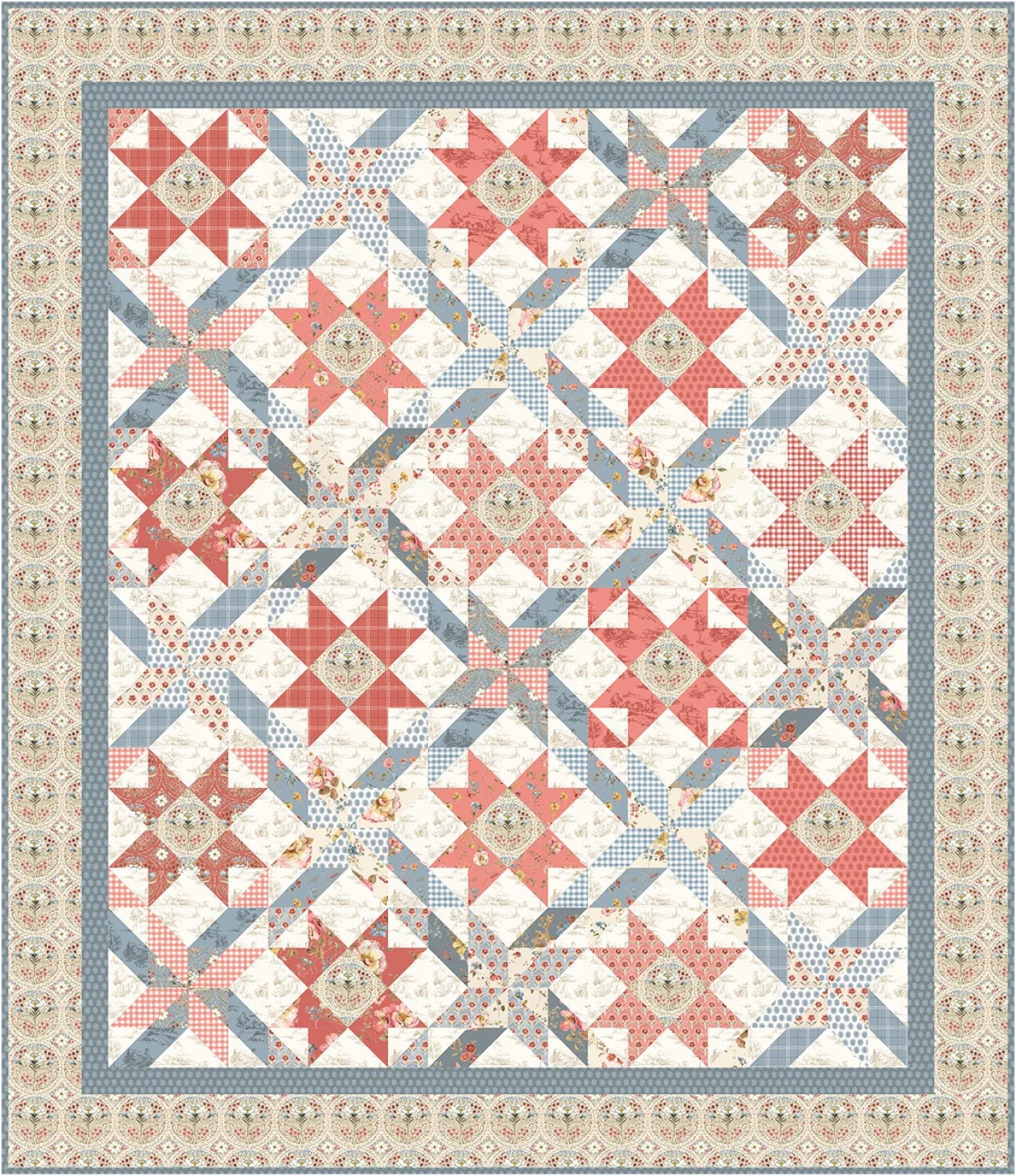 READY TO SHIP!! Riley Blake Shine On Quilt Kit Featuring Lisa Audit Countryside Fabric Collection Finished Size: 74"x86"