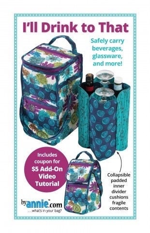 ByAnnie I’ll Drink To That Drink Carrier Pattern Finished Size: 13"x7"x7" (14 Colors of 18"x54" Mesh Packs Sold Separately)