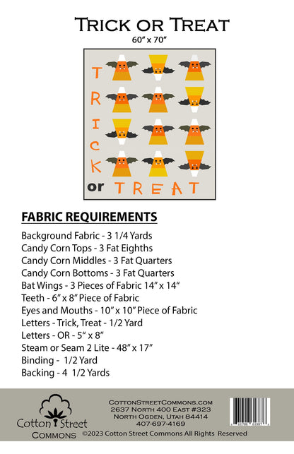 Cotton Street Commons Trick or Treat Quilt Pattern Finished Size: 60"x70"