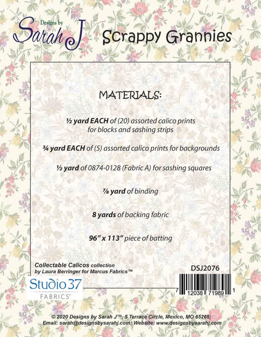 LAST ONE!! Designs By Sarah J Scrappy Grannie Quilt Pattern Finished Size: 88"x105"