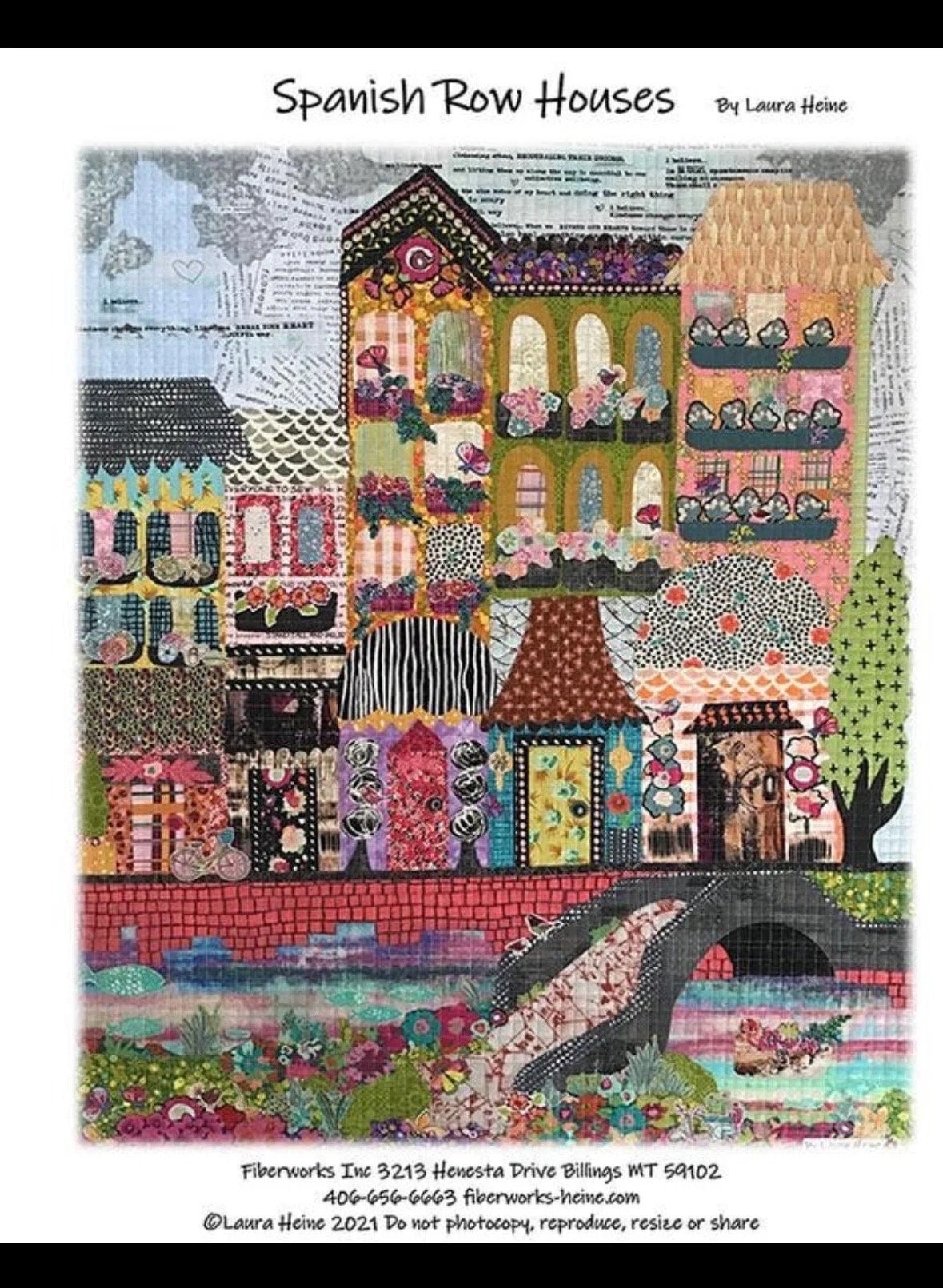 Laura Heine Spanish Row Houses Collage Wall Quilt Pattern Finished Size: 28"x34"