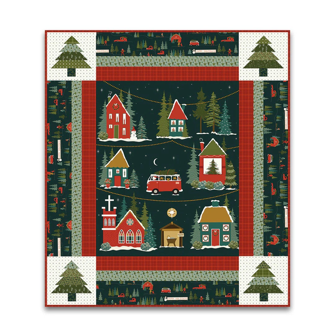 Riley Blake Christmas Is In Town Panel Quilt Kit Featuring Sandy Gervais Christmas Is In Town Fabric Collection