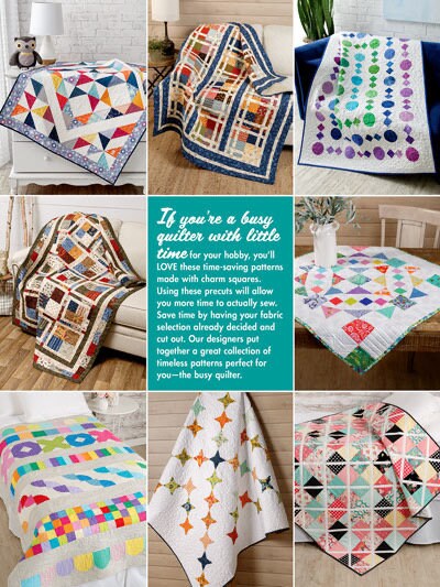 Annie's Quilting Time-Saving Charm Quilts Pattern Book (8 Projects Per Book)