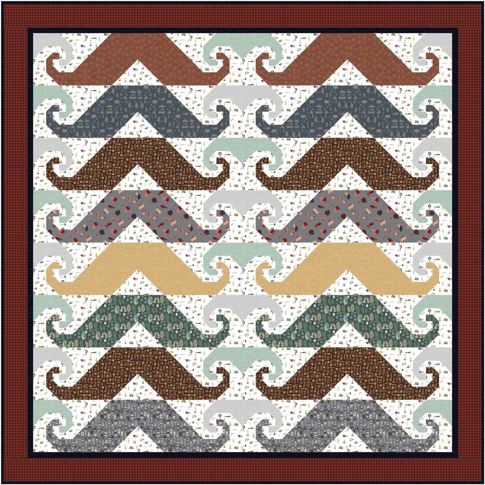 Tourmaline & Thyme Mustache Quilt Pattern Finished Size: 74"x74"