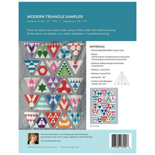 Shelia Christensen Quilts Modern Triangle Sampler Pattern Finished Size: 57"x74"