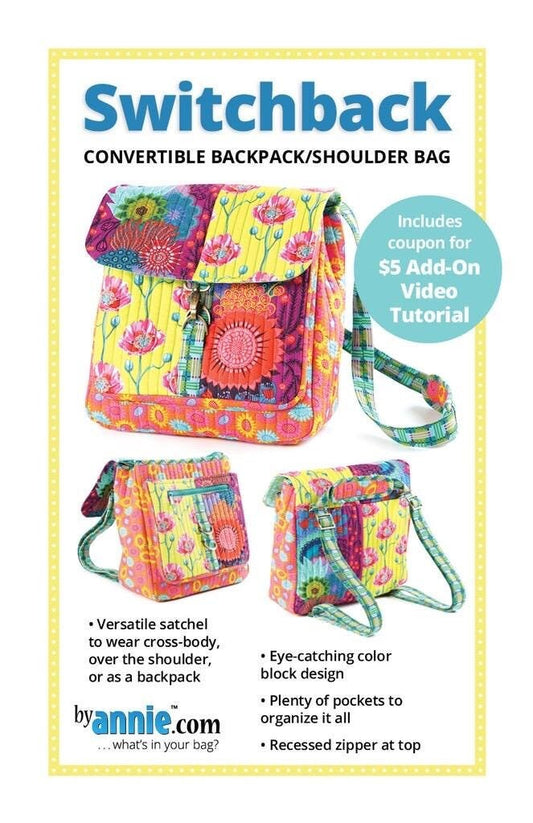 ByAnnie Switchback Convertible Backpack/Should Bag Pattern (14 Colors of 18"x54" Mesh Packs Sold Separately)