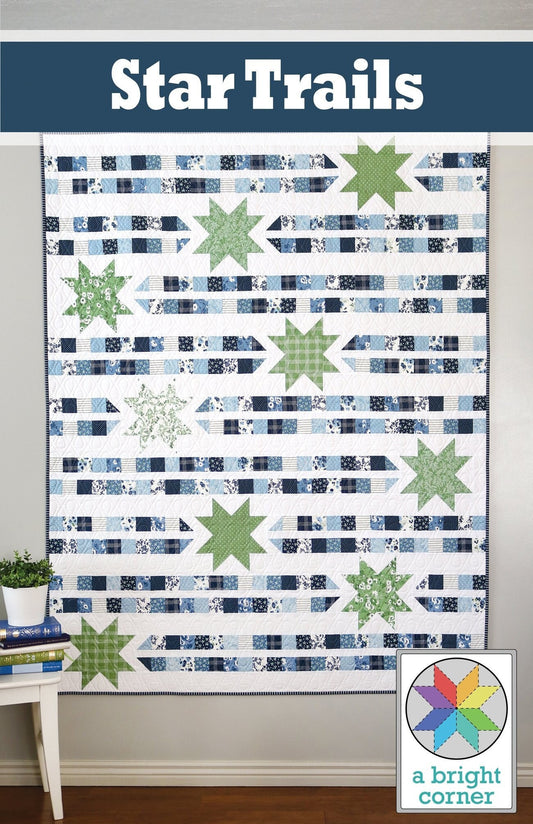 A Bright Corner Star Trails Quilt Pattern (2 Size Variations Per Pattern)