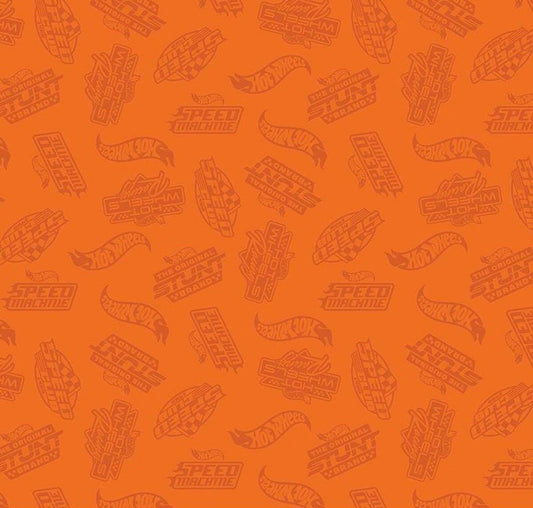 Riley Blake Made to Race Hot Wheels Fabric Collection Tone-on-Tone Orange