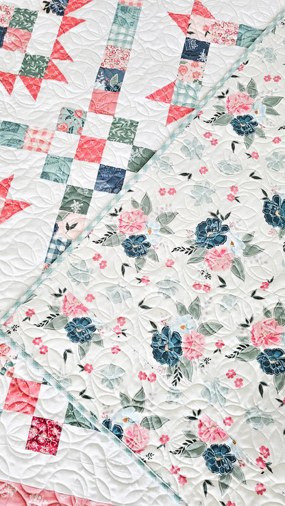 Flamingo Toes Tea Cakes Quilt Pattern Finished Size: 71"x89"