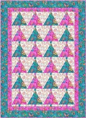 Fabric Cafe Christmas Forest Quilt Pattern (uses only 3YDS of fabric) Finished Size 43”x59”