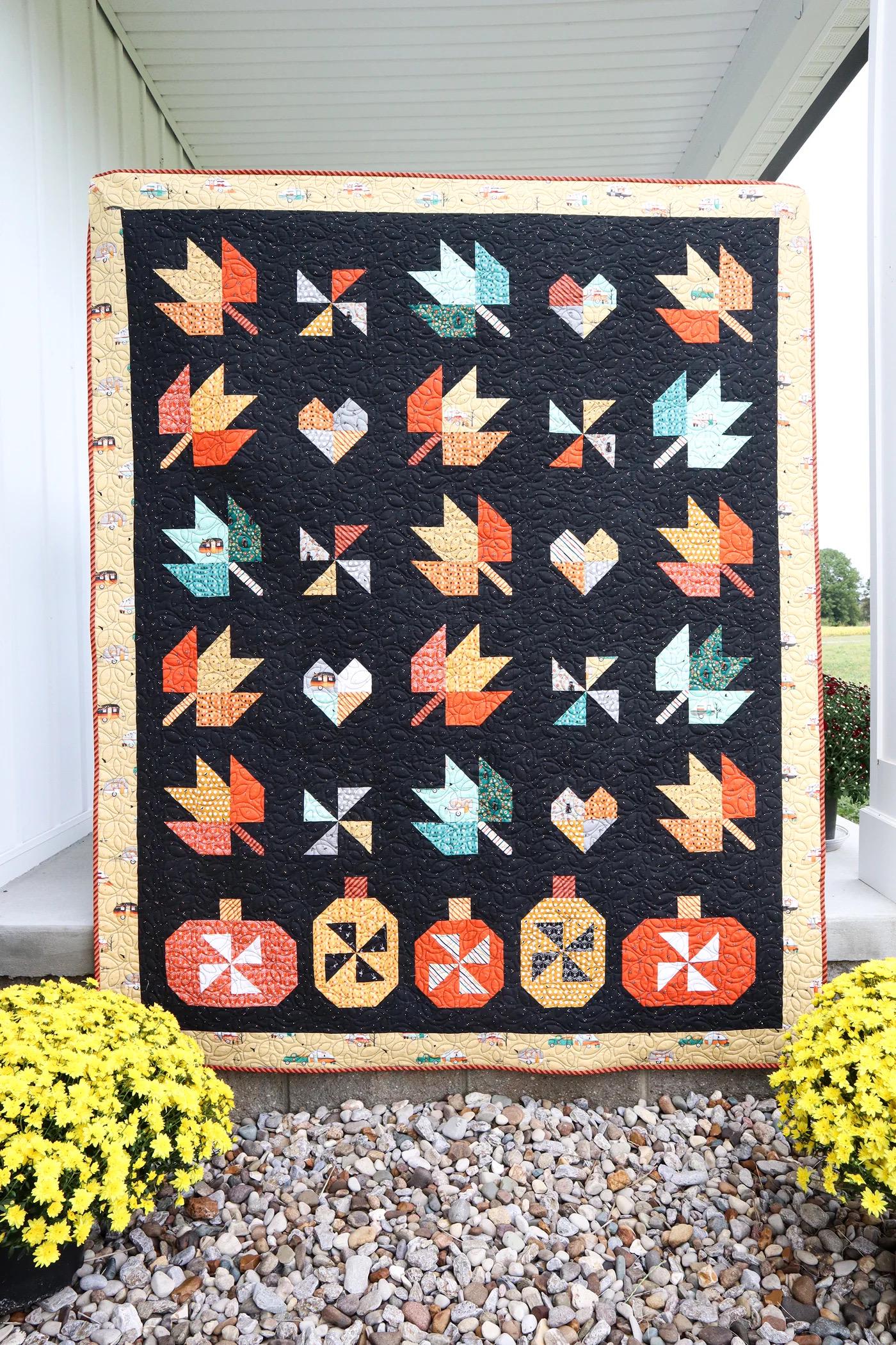Flamingo Toes Fall In Love Quilt Pattern Finished Size: 66"x82"