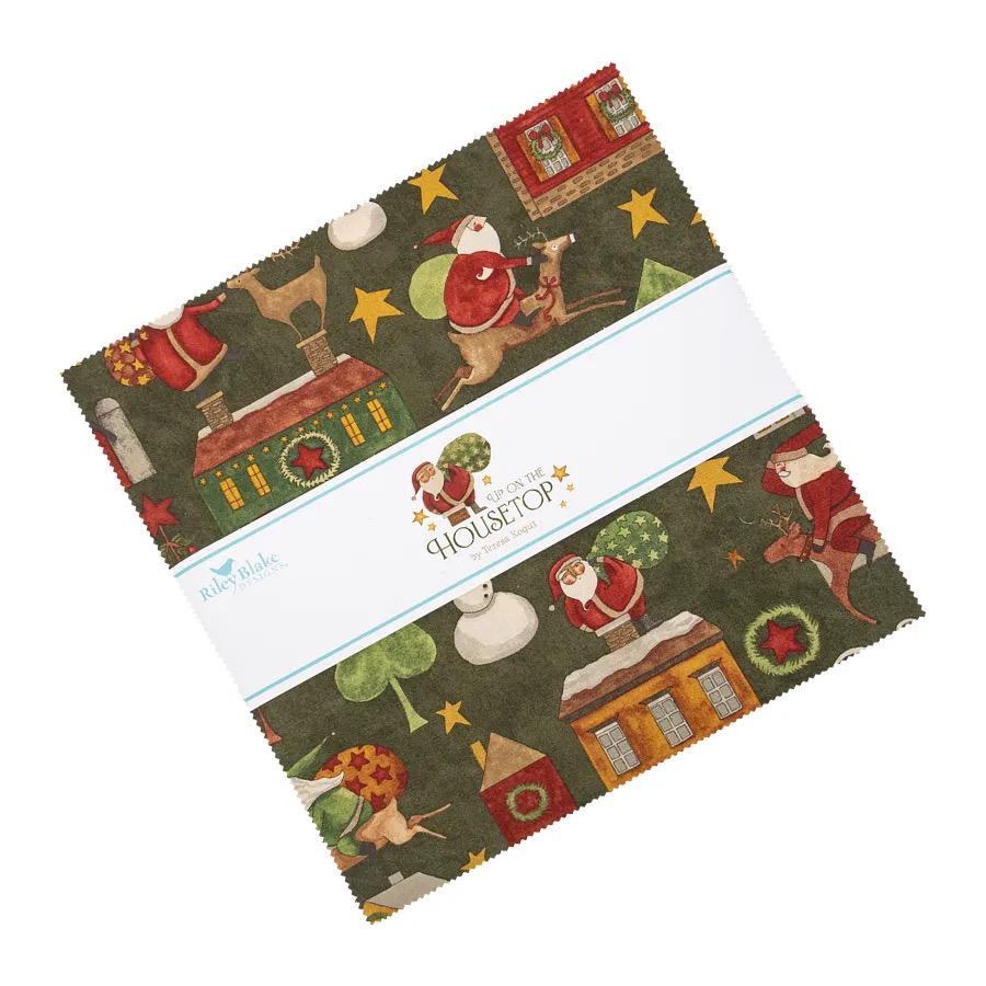 Riley Blake Up On The Housetop Fabric Collection 5" Stacker (42 Pieces Per Bundle)