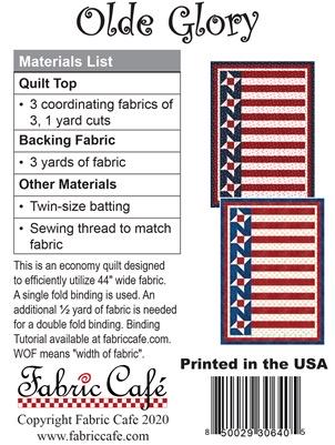 Fabric Cafe Olde Glory Quilt Pattern Finished Size 44”x62”