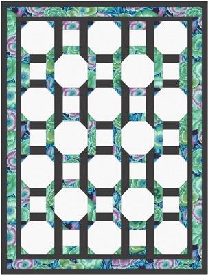 Fabric Cafe Chain Reaction Quilt Pattern - Uses Only 3 Yards of Fabric Finished Size: 43"x57"