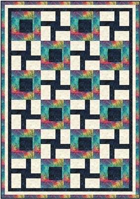 Fabric Cafe Courtyard Quilt Pattern - Uses Only 3 Yards of Fabric Finished Size: 44"x62"