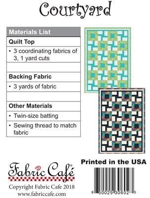 Fabric Cafe Courtyard Quilt Pattern - Uses Only 3 Yards of Fabric Finished Size: 44"x62"