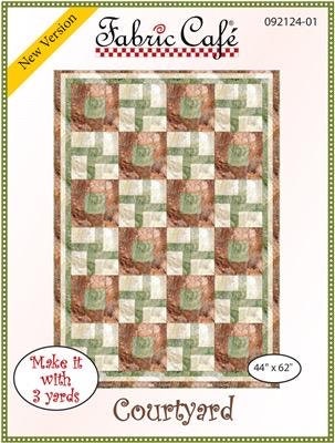 Fabric Cafe Courtyard Quilt Pattern - Uses Only 3 Yards of Fabric Finished Size: 44"x62"