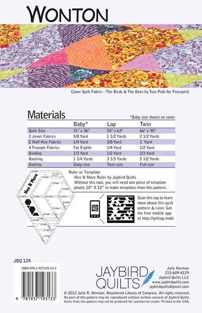 Jaybird Quilt Wonton Quilt Pattern - 3 Size Variations Per Pattern