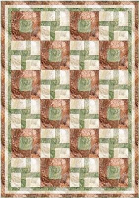 Fabric Cafe Courtyard Quilt Pattern - Uses Only 3 Yards of Fabric Finished Size: 44"x62"