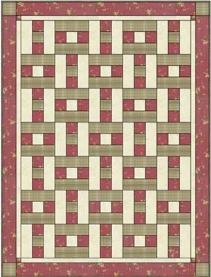 Fabric Cafe HopScotch Quilt Pattern - Uses Only 3 Yards of Fabric Finished Size: 44.5"x59.5"