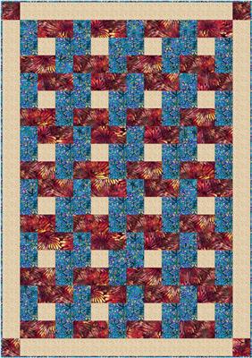 Fabric Cafe Trellis Quilt Pattern - Uses Only 3 Yards of Fabric Finished Size: 43"x61"