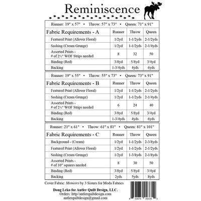Doug Leko Antler Quilt Designs Reminiscence Quilt Pattern - 3 Size Variations Per Pattern