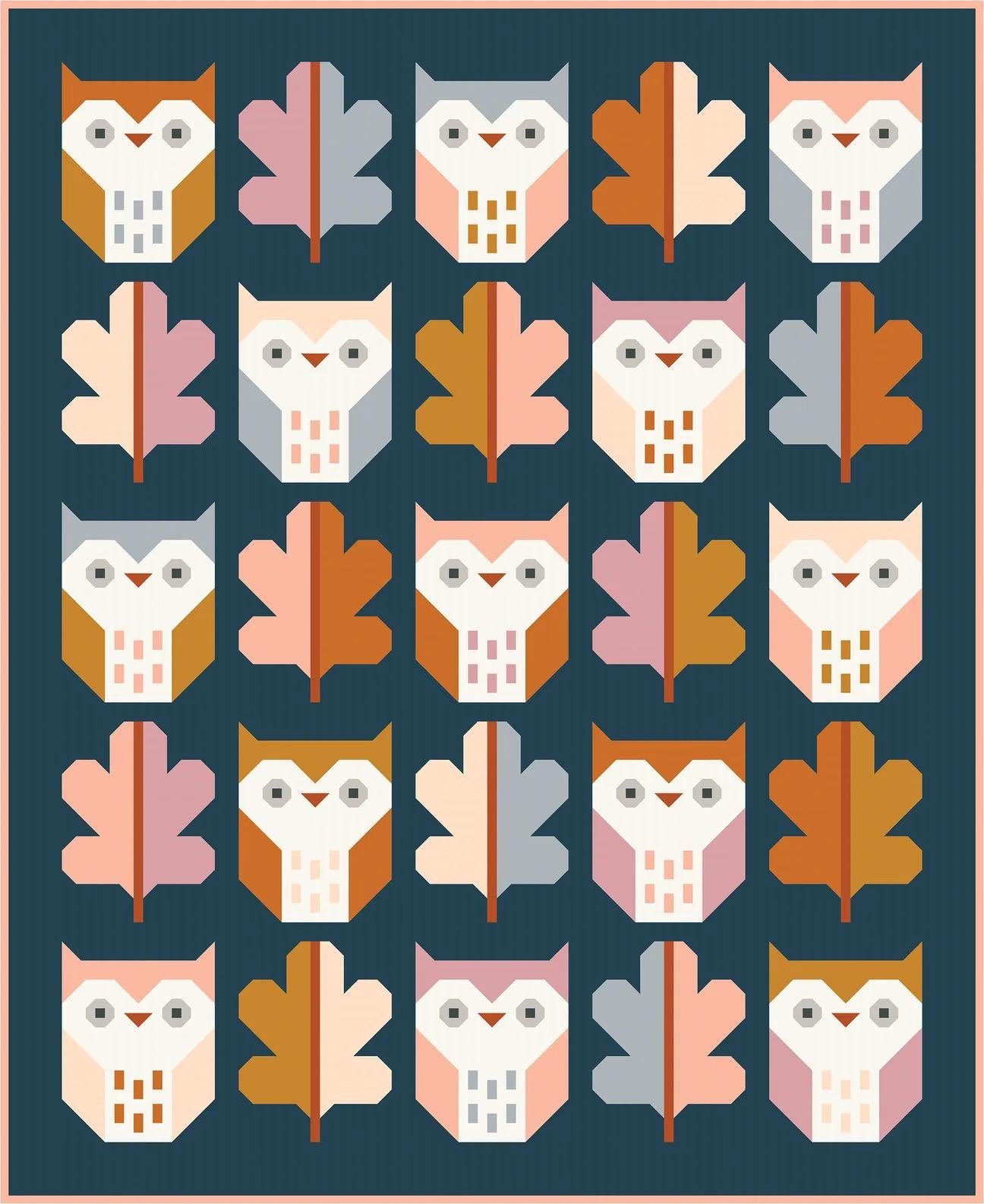 Pen + Paper Patterns Night Owl Quilt Pattern - 2 Size Variations Per Pattern (Optional Fineline Glue Tip Sets Available)