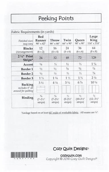 Cozy Quilt Designs Peeking Points Quilt Pattern - 5 Size Variations Per Pattern