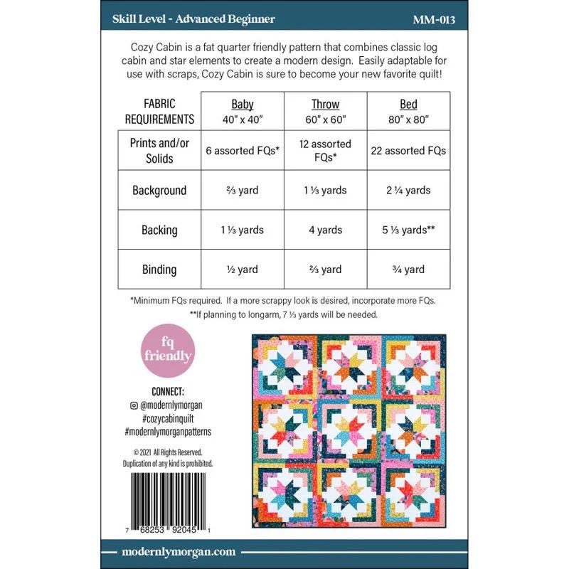 Modernly Morgan Cozy Cabin Quilt Pattern - 3 Size Variations Per Pattern MM-013