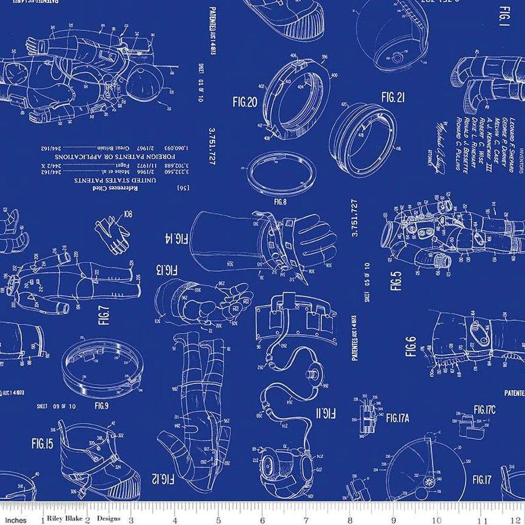 SHIPPING NOW!! Riley Blake Outer Space by NASA Fabric Collection Spacesuit Patient on Blue