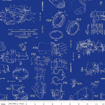SHIPPING NOW!! Riley Blake Outer Space by NASA Fabric Collection Spacesuit Patient on Blue