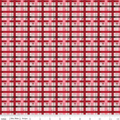 Riley Blake Jennifer Long To Grandmother's House Fabric Collection Lumberjack Plaid on Pink Premium 100% Cotton Quilt Shop Quality Fabrics