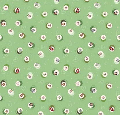 Riley Blake Jennifer Long To Grandmother's House Fabric Collection Story Character Cameos on Green Premium 100% Cotton Fabrics