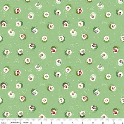 Riley Blake Jennifer Long To Grandmother's House Fabric Collection Story Character Cameos on Green Premium 100% Cotton Fabrics