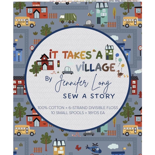 Aurifil Sew A Story By Jennifer Long It Takes A Village 10 Small Spool Thread Set 50WT (Small Spool 220YDS)
