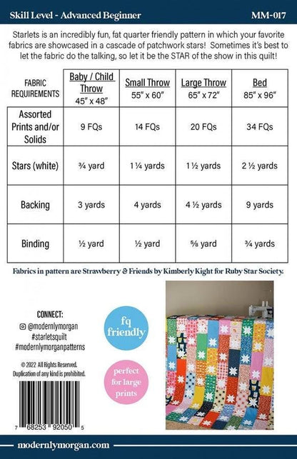 Modernly Morgan Starlets Quilt Pattern - 4 Size Variations Per Pattern MM-017