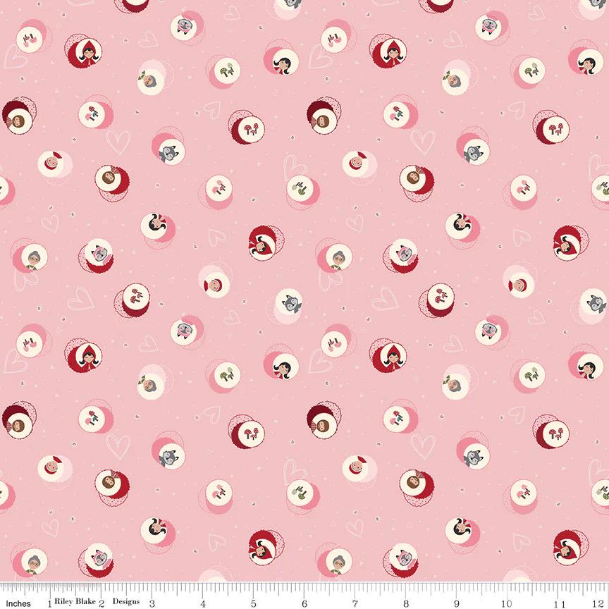 Riley Blake Jennifer Long To Grandmother's House Fabric Collection Story Character Cameos on Pink Premium 100% Cotton Fabrics