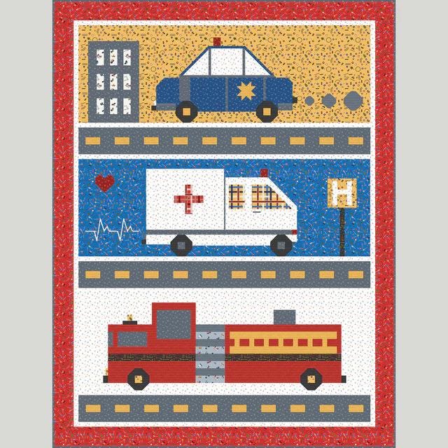 Riley Blake Save The Day Quilt Kit Featuring Jennifer Long It Takes A Village Fabric Collection Finished Size: 70"x92"