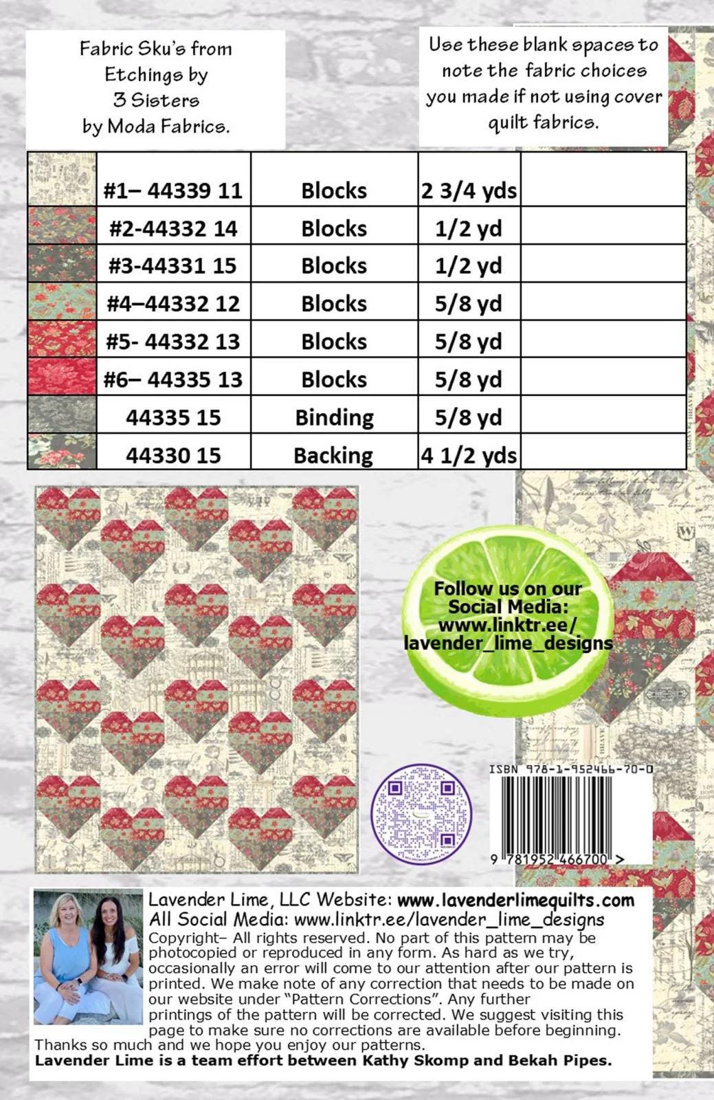 LavenderLime Love Wins Quilt Pattern Finished Size: 60.5"x72.5" DLL203