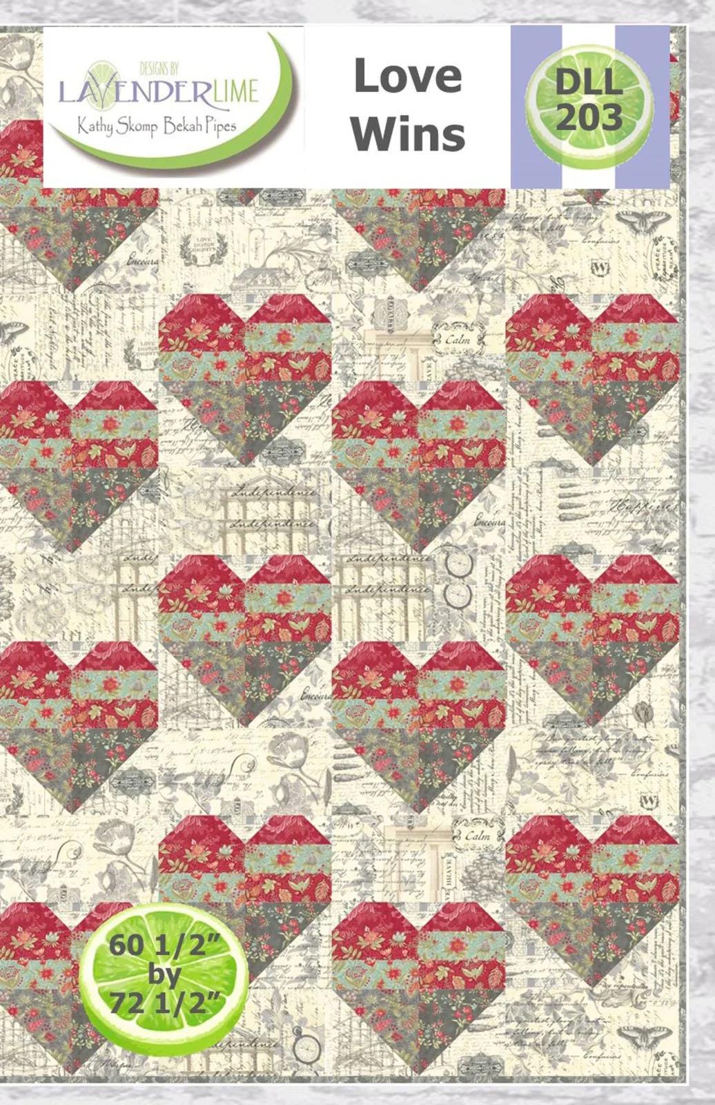 LavenderLime Love Wins Quilt Pattern Finished Size: 60.5"x72.5" DLL203