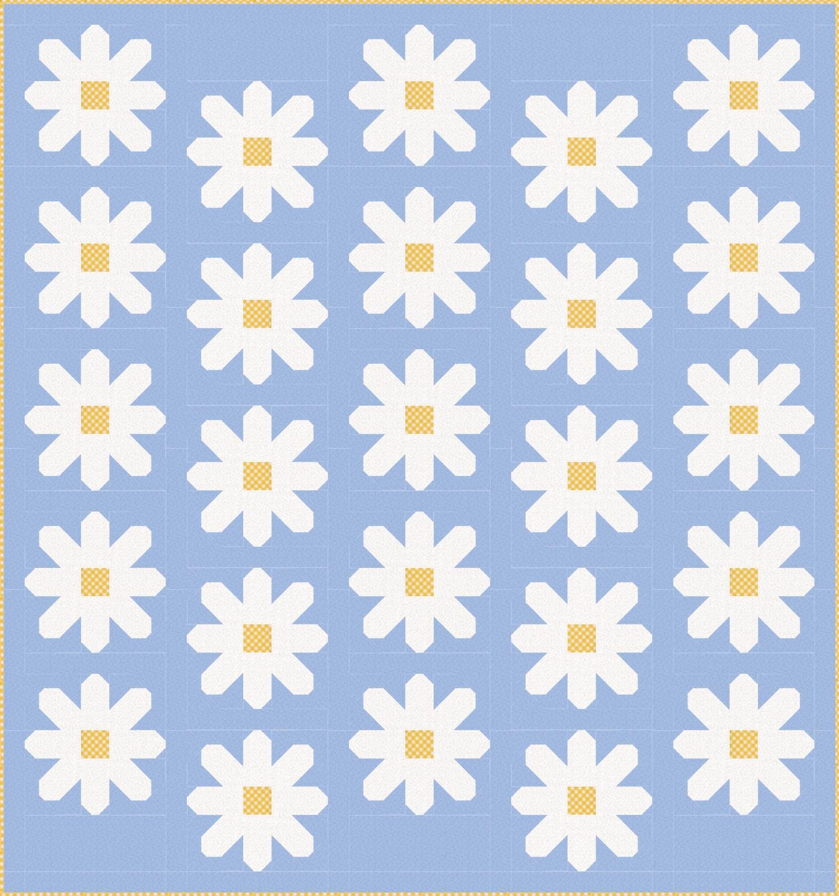 Pen + Paper Patterns Fresh as a Daisy Quilt Kit Featuring Poppie Cotton Fabrics Finished Size: 59.5"x63.5"