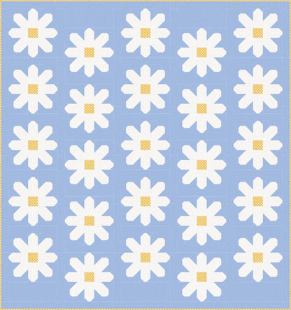 Pen + Paper Patterns Fresh as a Daisy Quilt Kit Featuring Poppie Cotton Fabrics Finished Size: 59.5"x63.5"