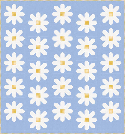 Pen + Paper Patterns Fresh as a Daisy Quilt Kit Featuring Poppie Cotton Fabrics Finished Size: 59.5"x63.5"