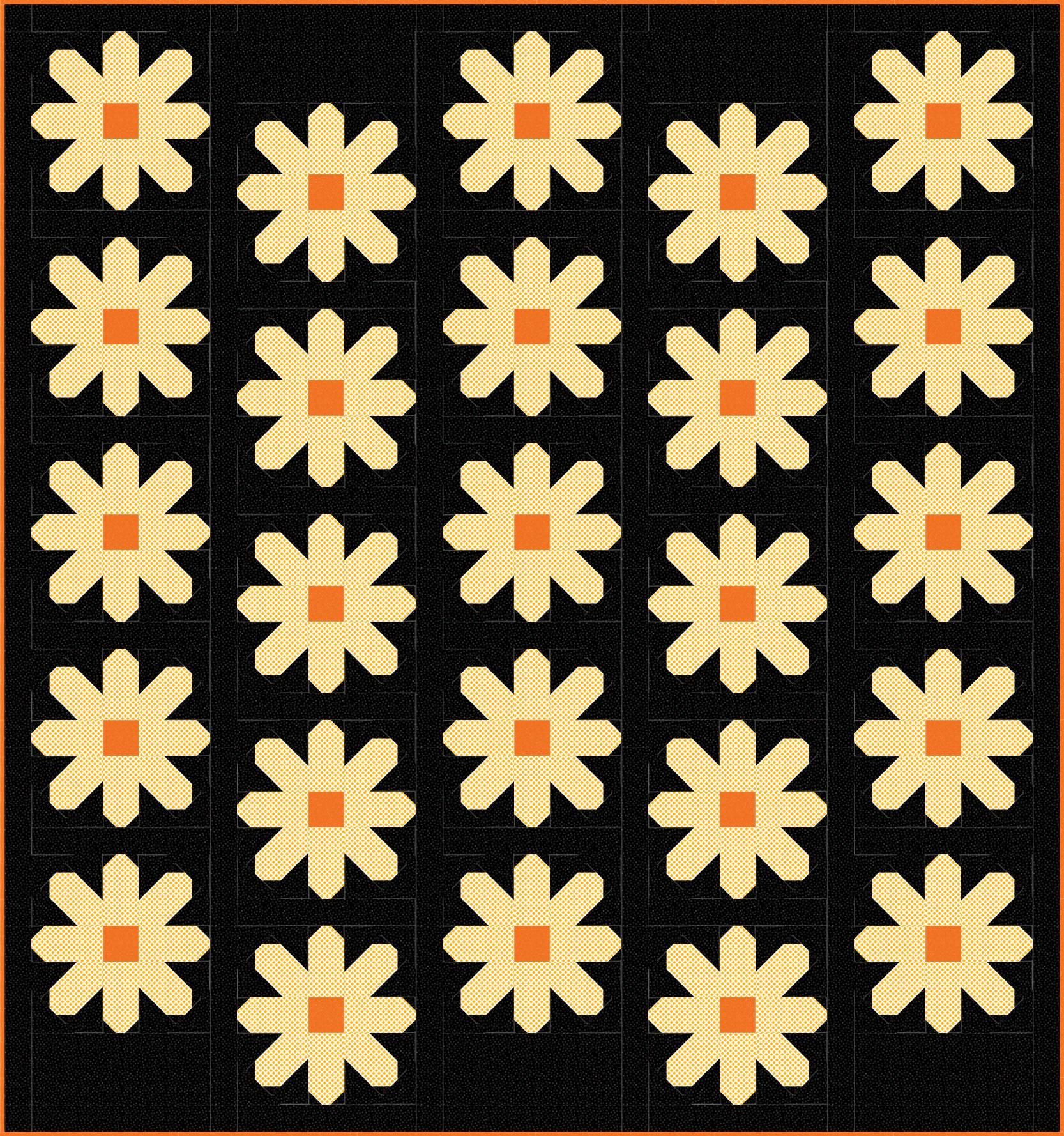Pen + Paper Patterns Fresh as a Daisy Quilt Kit Featuring Poppie Cotton Fabrics Finished Size: 59.5"x63.5"