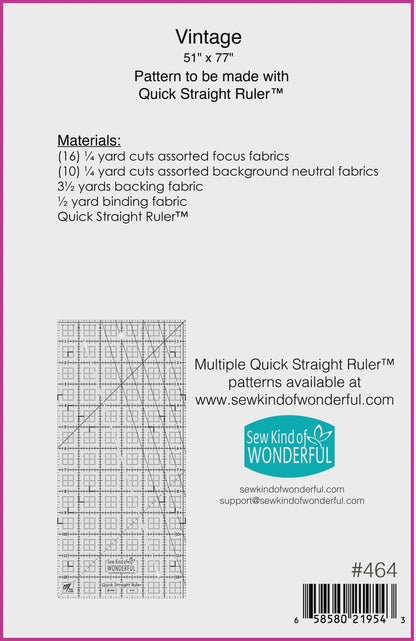 Sew Kind of Wonderful Vintage Quilt Pattern Finished Size: 51"x77"