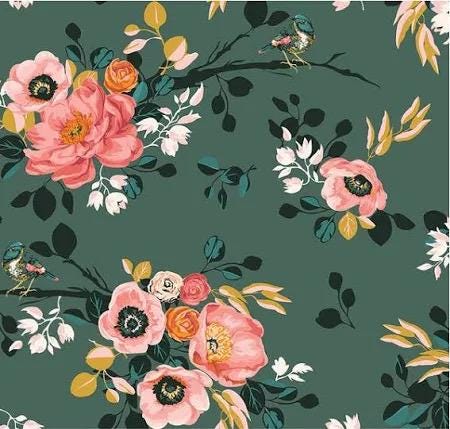 LAST BOLT!! Riley Blake Porch Swing Fabric Collection Main Print on Hunter Premium 100% Cotton Quilt Shop Quality Fabrics