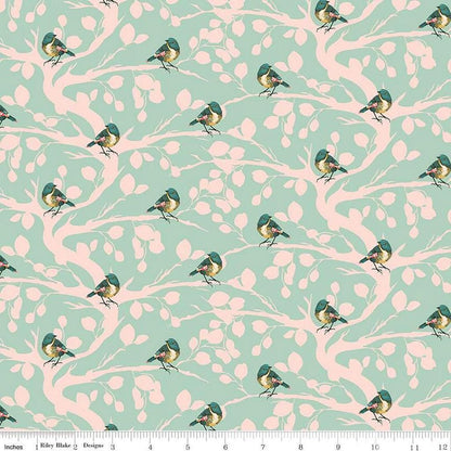 LAST BOLT!! Riley Blake Porch Swing Fabric Collection Birds and Branches on Mint Premium 100% Cotton Quilt Shop Quality Fabrics