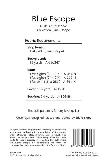 Laundry Basket Quilts Blue Escape Quilt Pattern Finished Size: 58.5'X72.5"